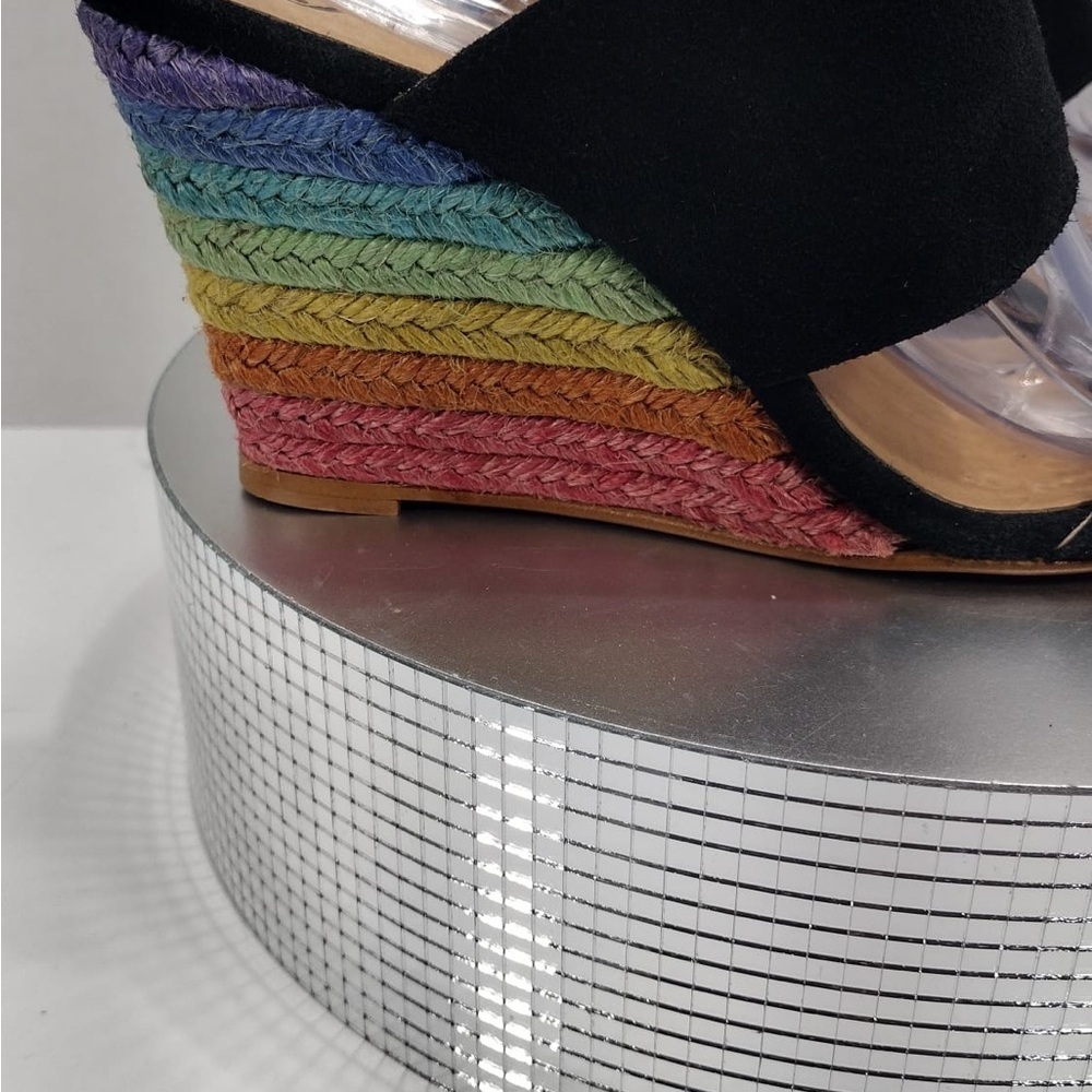Free people Black Rainbow Wedge Sandals size 8 new w/out tags and box - Picture 7 of 8